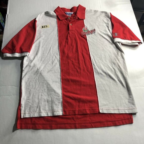 VTG Mens Champion Rose Bowl OHIO STATE BUCKEYES Grey Red Polo 97' Color Block XL - Picture 2 of 8